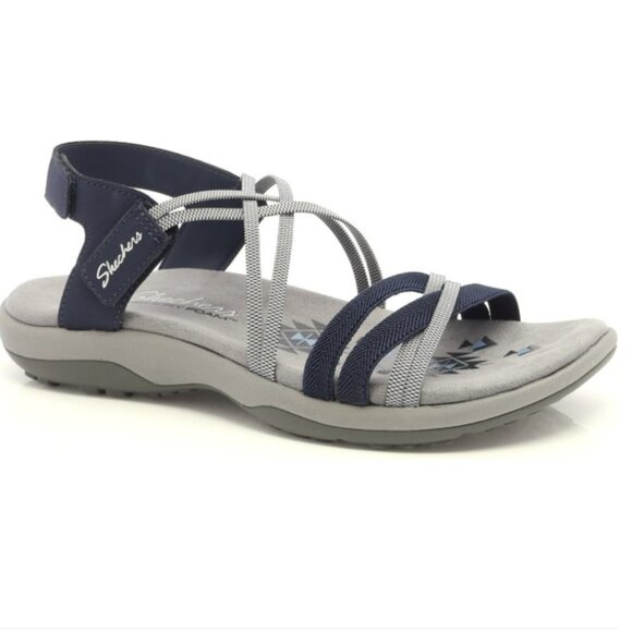 Skechers Women's Memory Foam Sandals - Size 8 - Black-Gray Straps - Picture 2 of 6